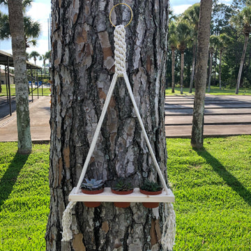 Macrame three pot plant hanger- fits three 3” pots